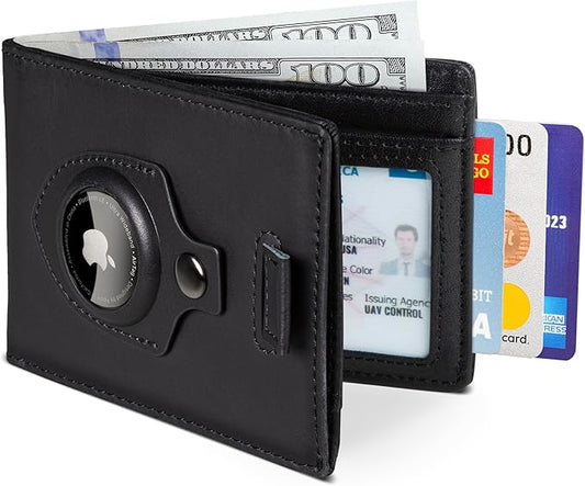 SERMAN BRANDS RFID Blocking Slim Bifold Genuine Leather Thin Minimalist Front Pocket Wallets for Men Billfold Wallet Men Gift