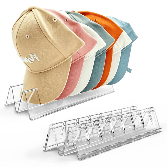 pavtner Hat Organizer for Baseball Caps,2 Pack Clear Acrylic Hat Stand For 14 Baseball Caps,Hat Holder for Display and Organization for Closet, Bedroom,Dresser, Office, Hat Racks