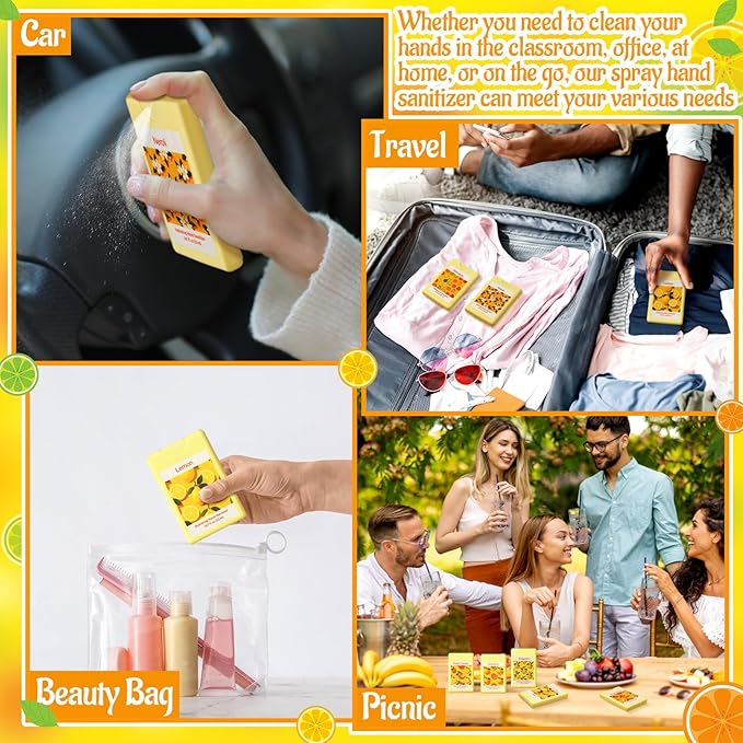 6 Pcs Mini Hand Sanitizer Spray Travel Size Yellow Scented Hydrating Hand Sanitizer Mist Portable Refillable Daily Outdoor Activities Travel for Women Summer Friend Colleague