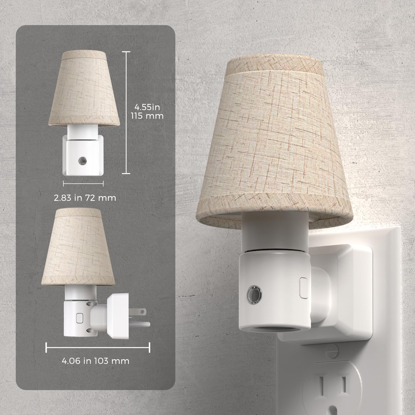 L LOHAS LED Rotating Night Lights Plug into Wall, [3 Pack] Soft Warm Nightlight with Light Sensor for Bathroom Kitchen