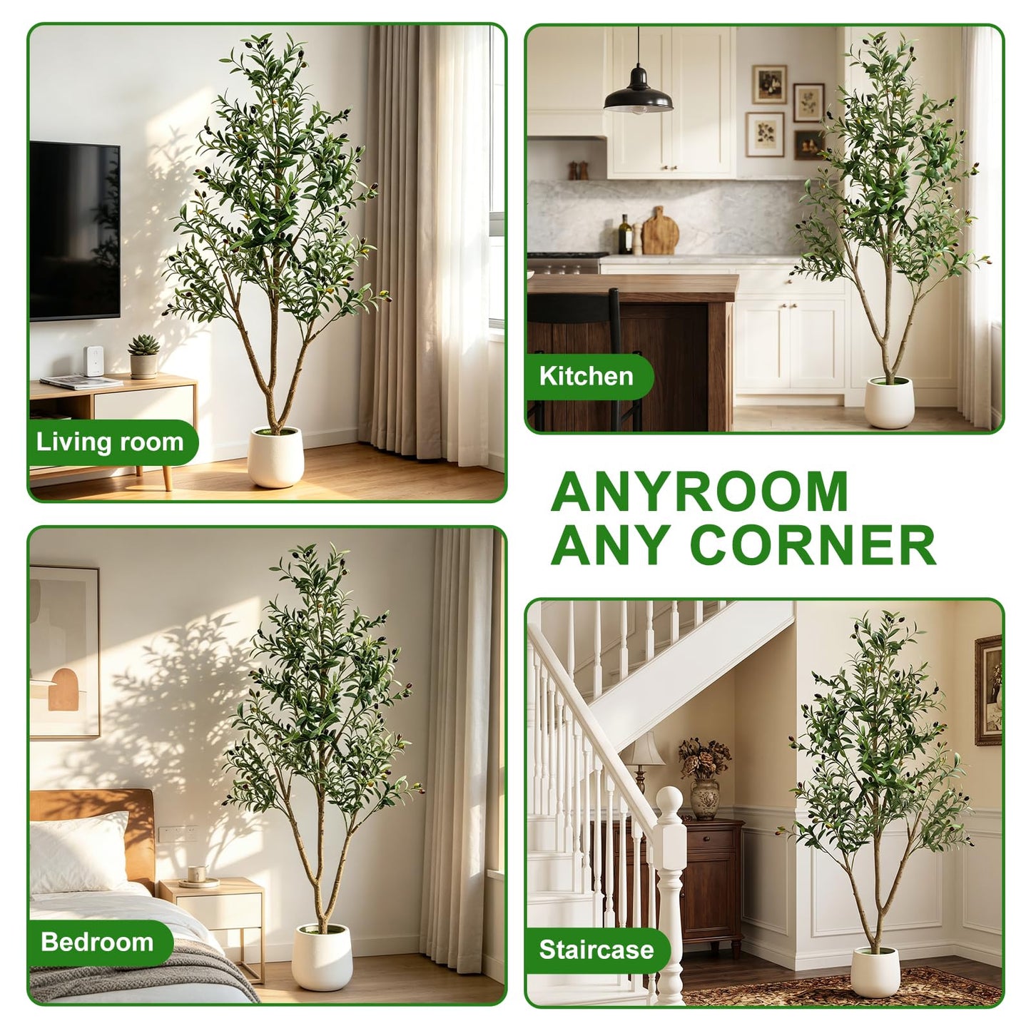 TNELTUEB 6FT Artificial Olive Tree Indoor with Lights & Planter, Realistic Faux Olive Trees with Lifelike Fruits for Living Room Decor, Tall Fake Silk Plants for Modern Home Office