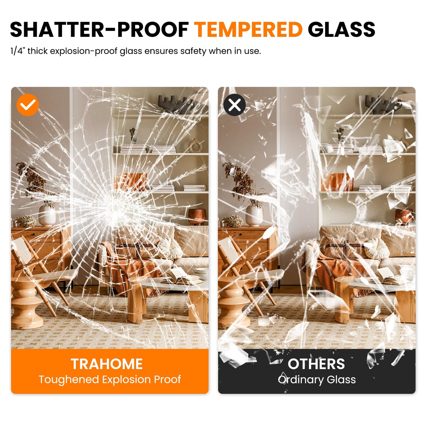 TRAHOME Bathroom Vanity Mirror for Wall, 2 Pack 36" x 24" Metal Framed Rectangular Bathroom Wall Mirror for Over Sink, HD Shatterproof Glass, Hangs Horizontally or Vertically(Black)