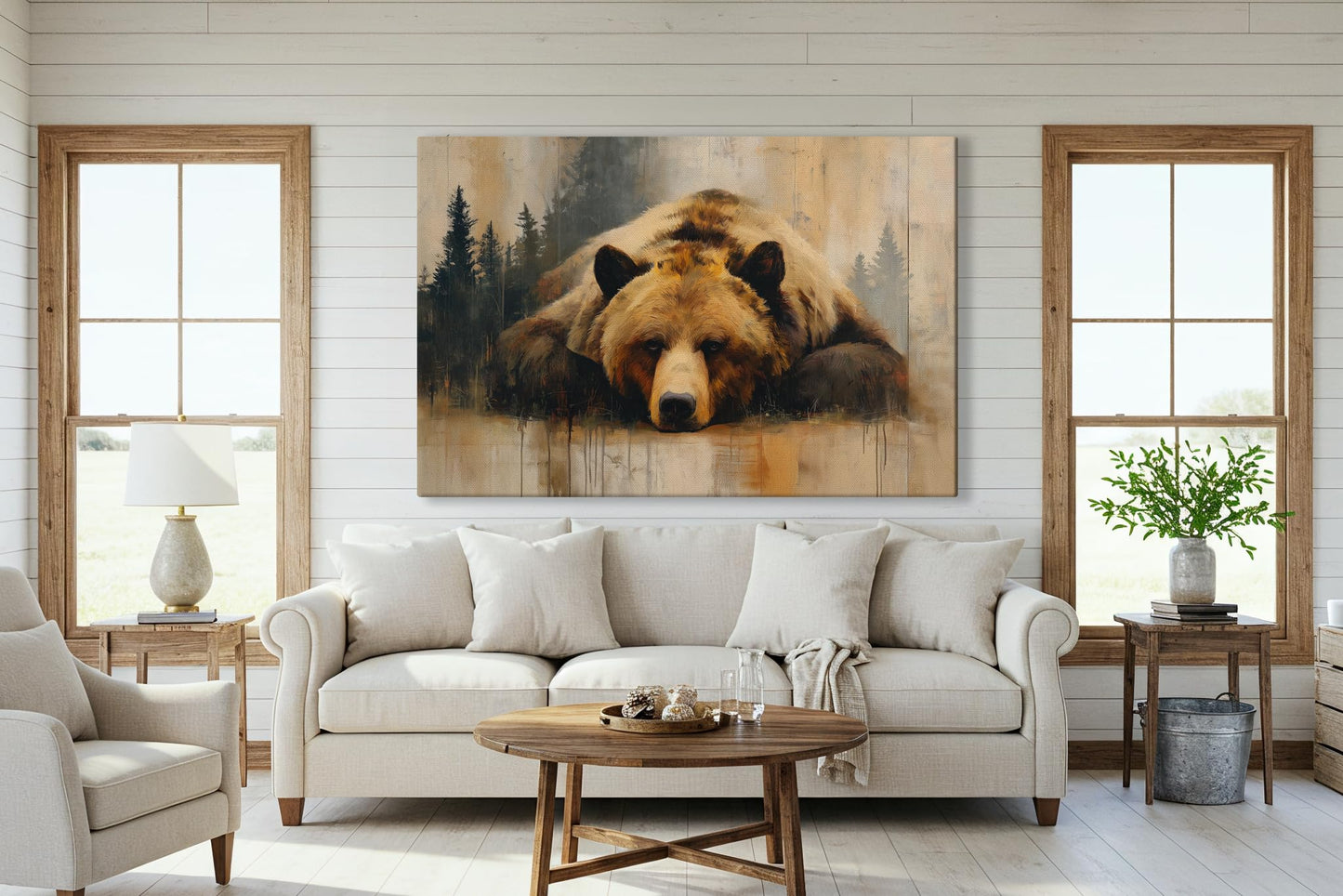 LuxeWood Wildlife Canvas Prints - Wild Animals Home Decor - Medium, Large, and Extra Large Wall Art for Living Room, Bathroom, Kitchen (Grizzly Repose, 20" L x 30" W)