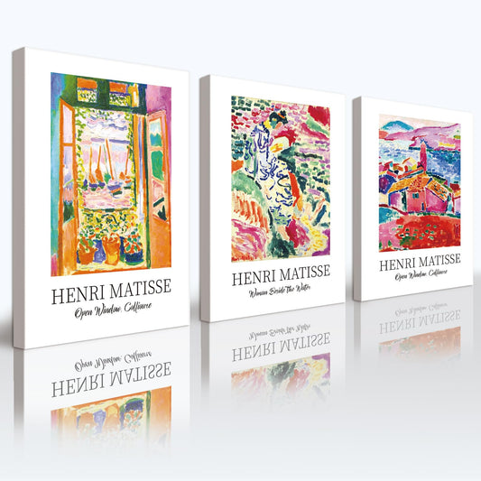 AKTESRACH Matisse Wall Art Set of 3 Framed Canvas Prints 12x16 Inch, Colorful Vintage Landscape Artwork, 3 Piece Gallery Wall Decor for Living Room Bedroom Office