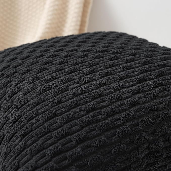 Kevin Textile Set of 2 Decorative Pillow Cover Solid Striped Corduroy Plush Velvet Cushion Cover for Couch 50cm 20 x 20 Inch Black