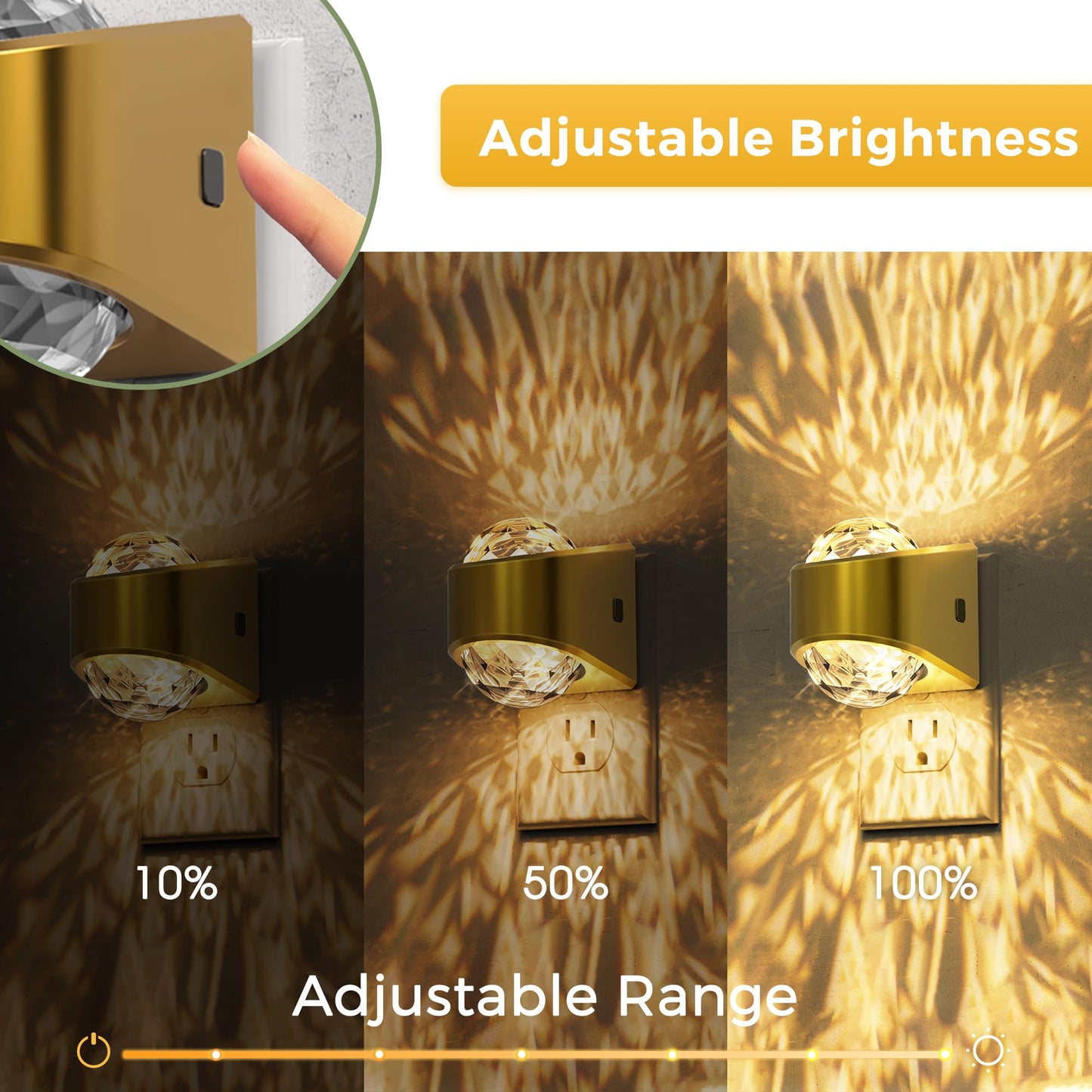 L LOHAS LED Projector Night Light,[2-Pack] Night Lights Plug into Wall,Dusk to Dawn Sensor,3000K Soft White,Brightness Adjustable,Projector Nightlight for Bathroom Bedroom Hallway
