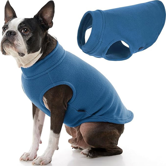 Gooby Stretch Fleece Vest Dog Sweater - Steel Blue, Large - Warm Pullover Super Stretchy Fleece Dog Jacket for Small to Large Dogs