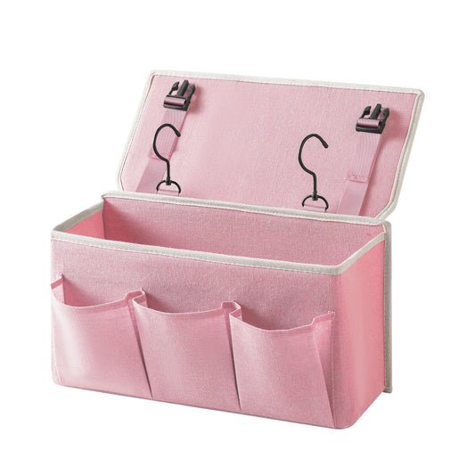 Bedside Caddy/Bedside Storage Organizer Hanging Bag with Three Options,Suitable for home beds, sofas, and dormitory beds—can hold magazines, books, phones, iPads, remote controls. (Pink)