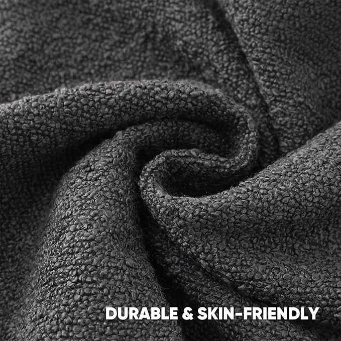 HAUSSY Set of 2 20x20 Decorative Throw Pillow Covers, Soft Cozy Textured Boucle Couch Cases, Home Decor for Couch Bed Living Room, Dark Grey
