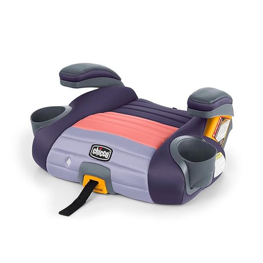 Chicco GoFit ClearTex Plus Backless Booster Car Seat, Latch Attachment, Quick-Release Latch Removal, Portable Car Booster Seat for Children at Least 4 Years Old and 40-110 lbs | Sunset/Purple