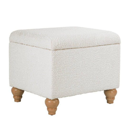 HomePop 22" Medium Rectangular Storage Ottoman - Cream Boucle