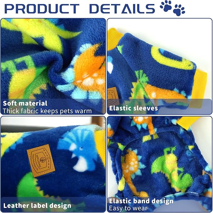 XPUDAC Dog Pajamas Fleece Dog Sweaters for Small Medium Dogs Girl Boy Soft Warm Winter Pet Clothes for Doggie Winter Christmas(X-Small)