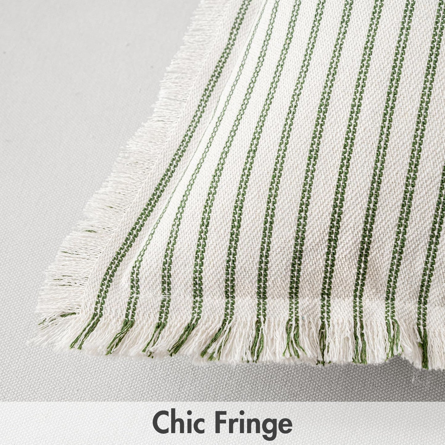 MIULEE Pack of 2 Olive Green Christmas Pillow Covers 20x20 Inch Striped Farmhouse Couch Spring Throw Pillow Covers with Fringe Chic Linen Decorative Cushion Covers for Sofa Living Room Bed Home Decor