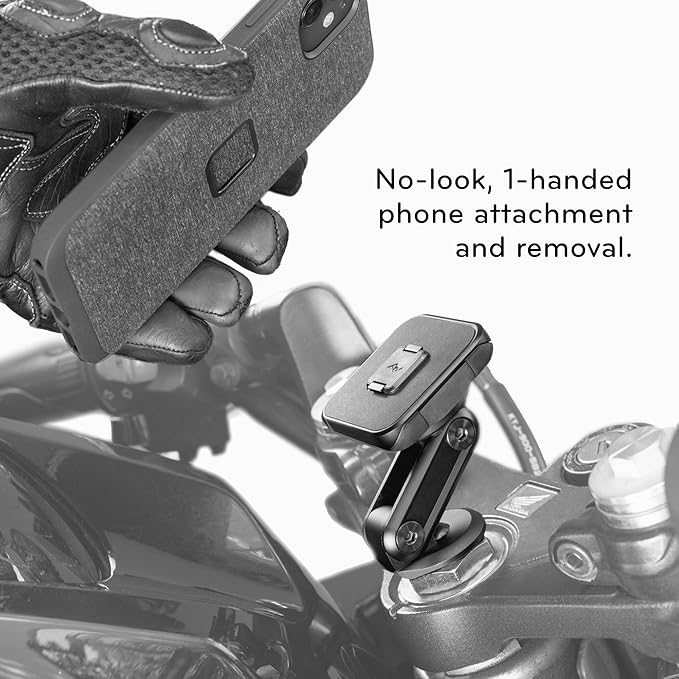 Peak Design Mobile Motorcycle Stem Phone Mount, Non-Charging, SlimLink Mounting Technology, Rigid Arm, Fits Hollow Steering Stem Nuts (13-26mm), Vibration Isolator, Motorcycle Phone Mount