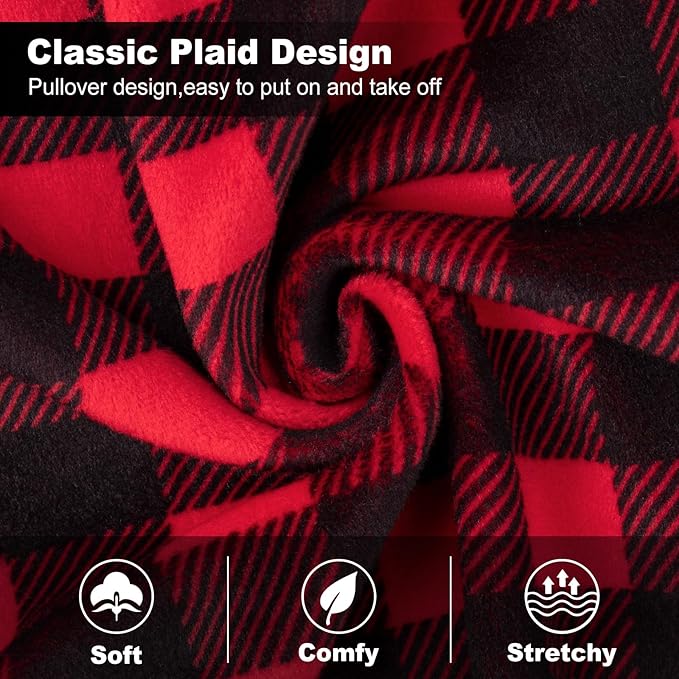 KYEESE Dog Pajamas Red Buffalo Check Puppy Pjs Comfy Doggie Costume Velvet 4 Legs Pet Jammies Stretchy Dogs Clothes Warm Pet Pjs Soft Dog Pajamas for Small Dogs,S