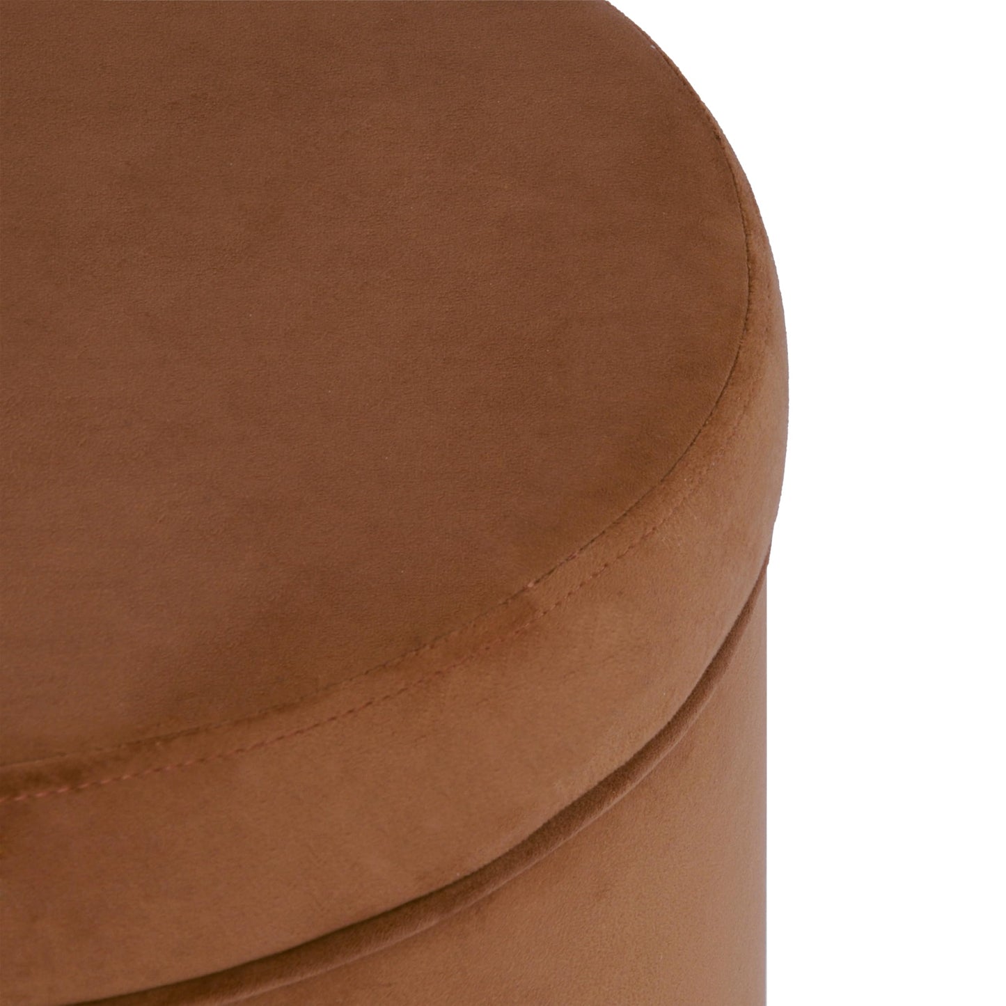 HomePop Home Decor | Upholstered Round Storage Ottoman | Ottoman with Storage for Living Room & Bedroom, Spice Orange Velvet Large