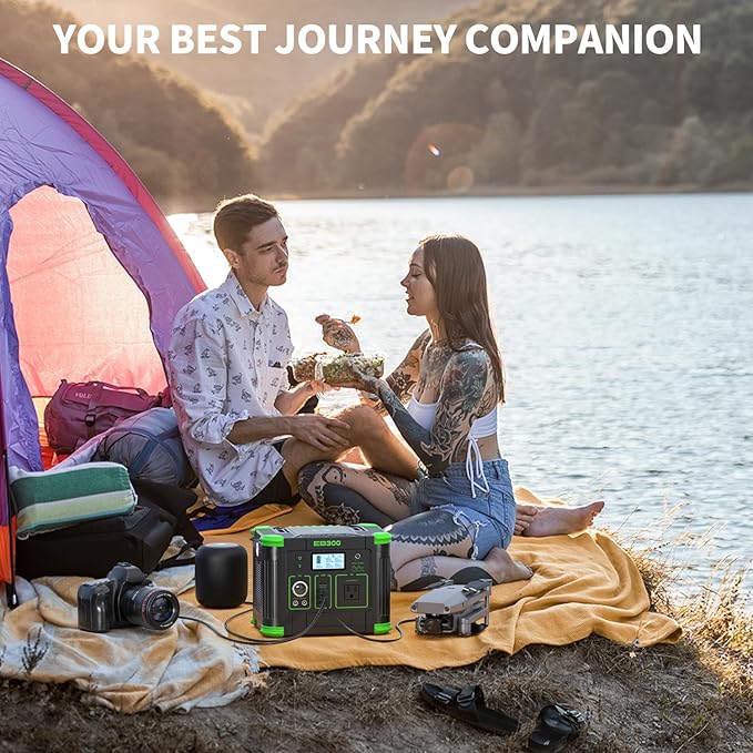 330W Portable Power Station, 288.6Wh Solar Generator with 60W USB-C PD Output, 110V Pure Sine Wave AC Outlet, 5W Wireless Charging, 330W Backup Lithium Battery for Outdoor Camping Travel Hunting Home