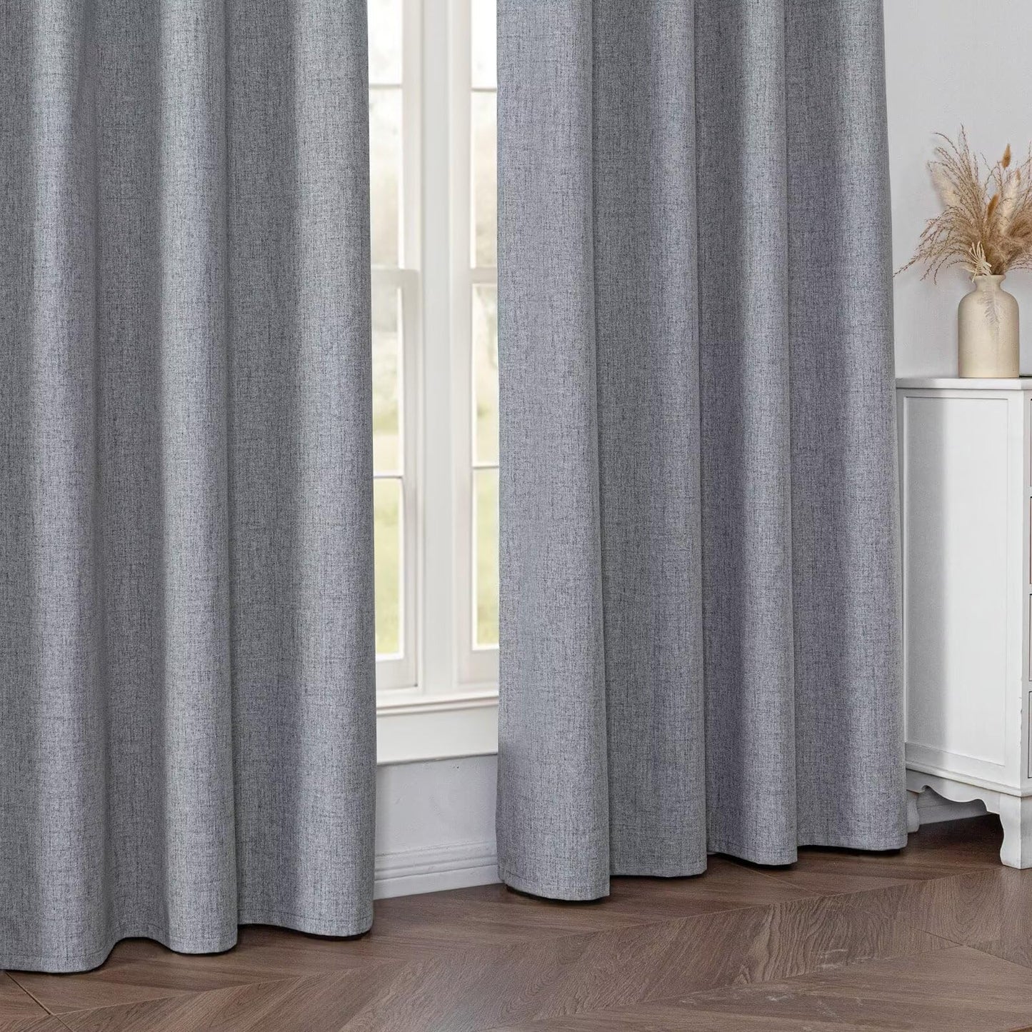 FancyRoof 100% Blackout Curtains 84 Inch Length 2 Panels Set, Black Out Curtains for Living Room, Light Grey Thermal Insulated Grommet Drapes Bedroom Luxury Decor Privacy(52W × 84L inch, Light Grey)