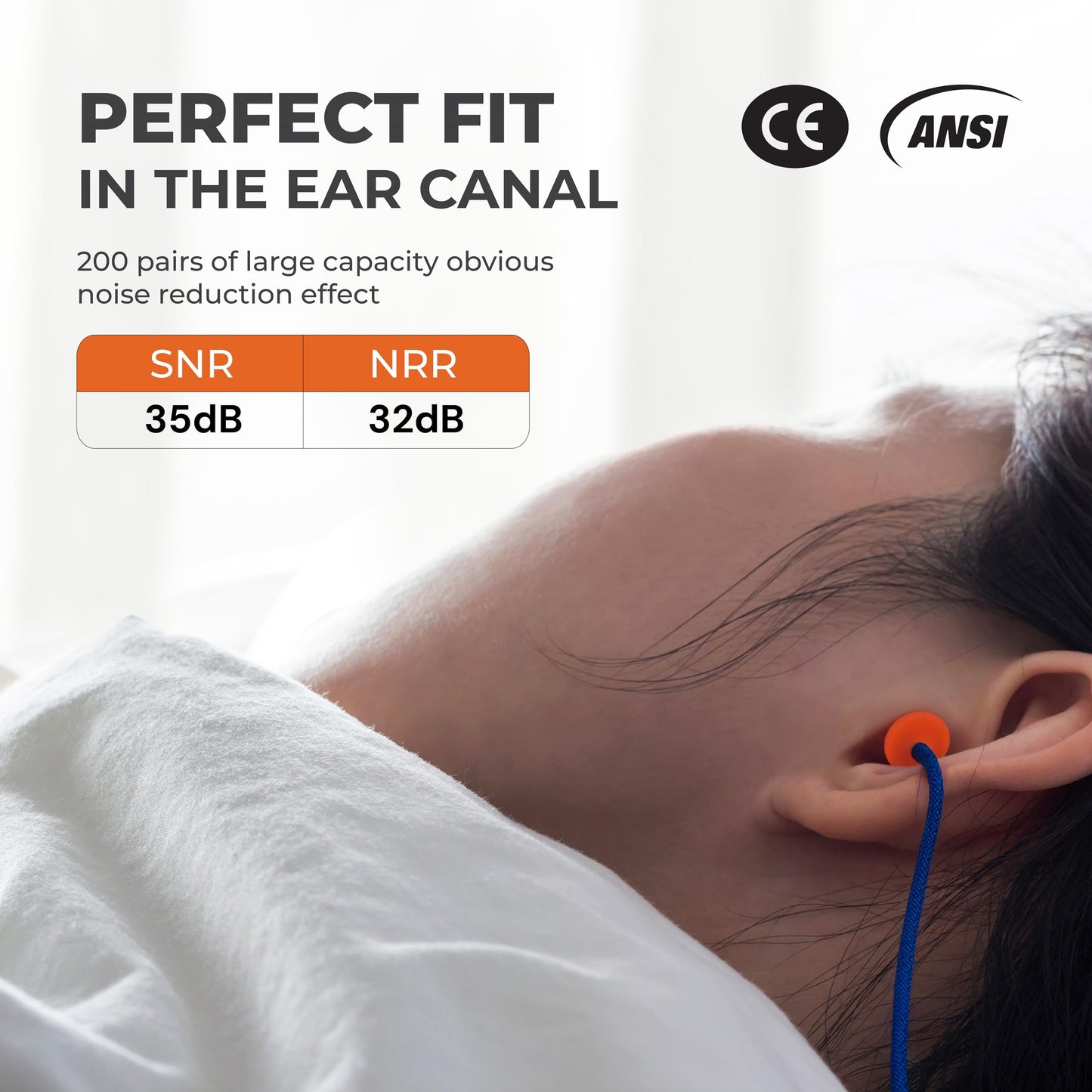 ATERET Earplugs 100 Pairs I 32db Noise Cancelling Soft Disposable Corded Ear Plugs I Safety Hearing Protection for Travel Concert Hunting Shooting Range Work Construction