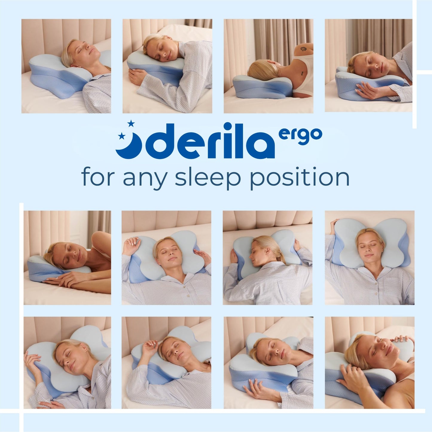Derila Ergo Cervical Neck Pillow for Sleeping Pillow Contour Memory Foam Pillows for Back, Side Sleeper Pillows 21.25 x 14.17 x 4.72 inches