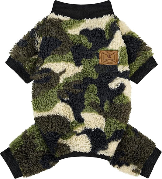 XPUDAC Dog Sweater, Dog Winter Clothes for Small Medium Dogs Girl Boy Fleece Doggy Pajamas for Winter Christmas, Camouflage, Medium