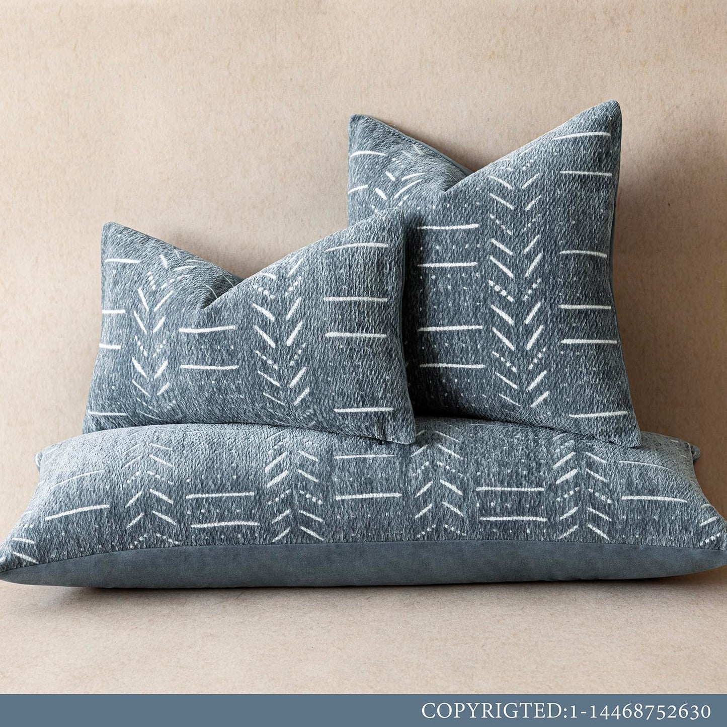 Vivrudil Home Décor Decorative Boho Accent Chenille Throw Pillow Covers Textured Neutral Cushion Covers Soft Farmhouse Pillowcase for Couch Sofa Chair Bed Living Room, 18×18 Inch, Set of 2, Dusty Blue
