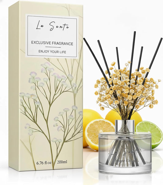 La Sente Bright Citrus Reed Diffuser Set, 6.7oz / 200 ml