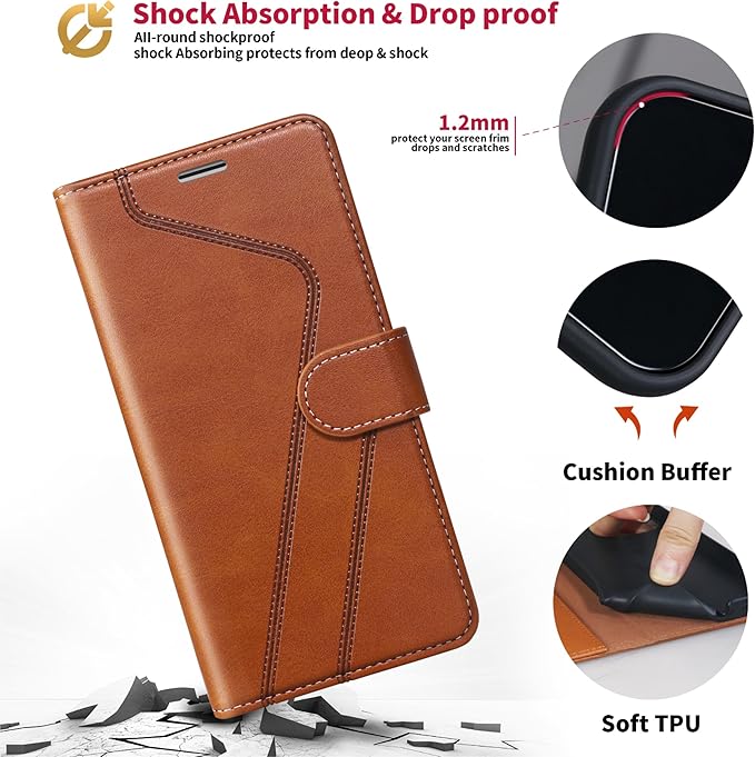 CIVICASE for iPhone 17 Air Wallet Case,PU Leather Flip Case RFID Blocking Credit Card Holder Folio Magnetic Stand TPU Shockproof Cover Compatible with iPhone 17 Air, Brown
