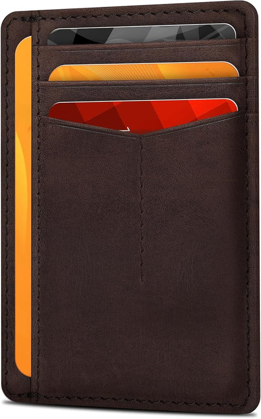 Oak Leathers Leather Slim Minimalist Wallet for Men & Women RFID Front Pocket Leather Card Holder Wallets