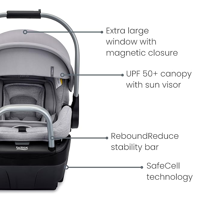 Britax Cypress Infant Car Seat, Rear Facing Car Seat with Alpine Base, ClickTight, Premium Fabrics, Ponte Arctic