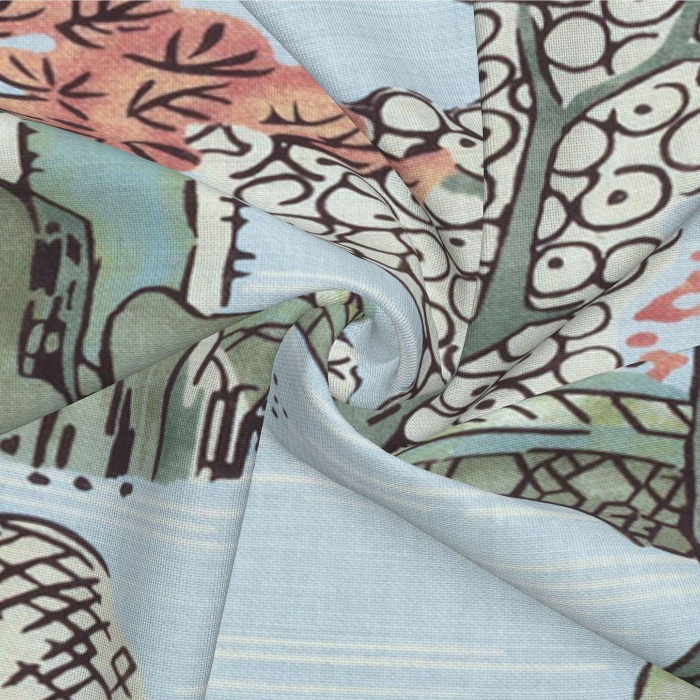 Wsunsal Chinoiserie Pillow Cover 22x22 Inch Set of 2, Asian Scenic Coral Green Blue Throw Pillows Farmhouse Chinoiserie Decorative Pillowcase Linen Cushion Cover for Home Sofa Bedroom Outdoor