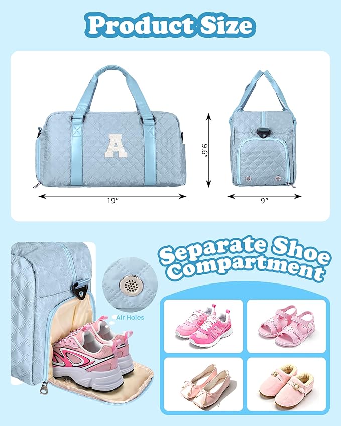 Elilier Duffel Bag, Girls Gift Bag Teens, Initial Travel Duffel Bag, Personalized Weekender Bag, Monogram Overnight Bag Gift for Grandmother,Tween Girls Gifts Daughter Gifts Niece Gifts, Mothers Gifts