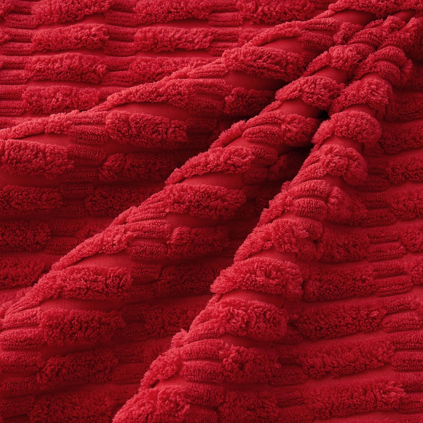 MIULEE Pack of 4 Christmas Red Corduroy Decorative Throw Pillow Covers 18x18 Inch Soft Boho Striped Pillow Covers Modern Farmhouse Home Decor for Sofa Living Room Couch Bed