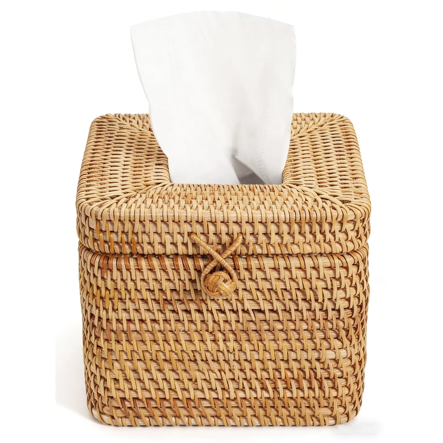 Vokumart Rattan Tissue Box Cover – Natural Woven Handmade, 5.9" x 5.9" x 5.9", Boho Decor for Living Room, Bedroom, Bathroom – Eco-Friendly & Rustic Home Accent
