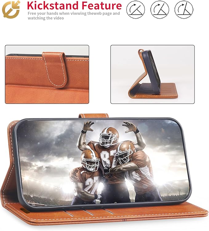 CIVICASE for iPhone 15 Pro Max(6.7inch) Wallet Case,Leather Flip Case RFID Blocking Credit Card Holder Folio Magnetic Stand TPU Shockproof Cover Compatible with iPhone 15 Pro Max Brown