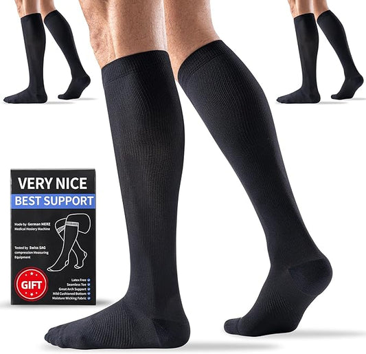 Bbfrey Medical Compression Socks 20-30 mmHg for Men Women (3 Pairs) - Best Support for All Day Wear, Pain Relief, Circulation
