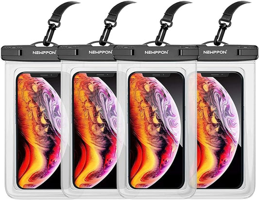 Waterproof Cell Phone Pouch : 4 Pack Float Clear Cell Holder Protector with Lanyard - Universal Floatable Water Proof Dry Bag for iPhone Samsung Galaxy for Beach Swimming Pool
