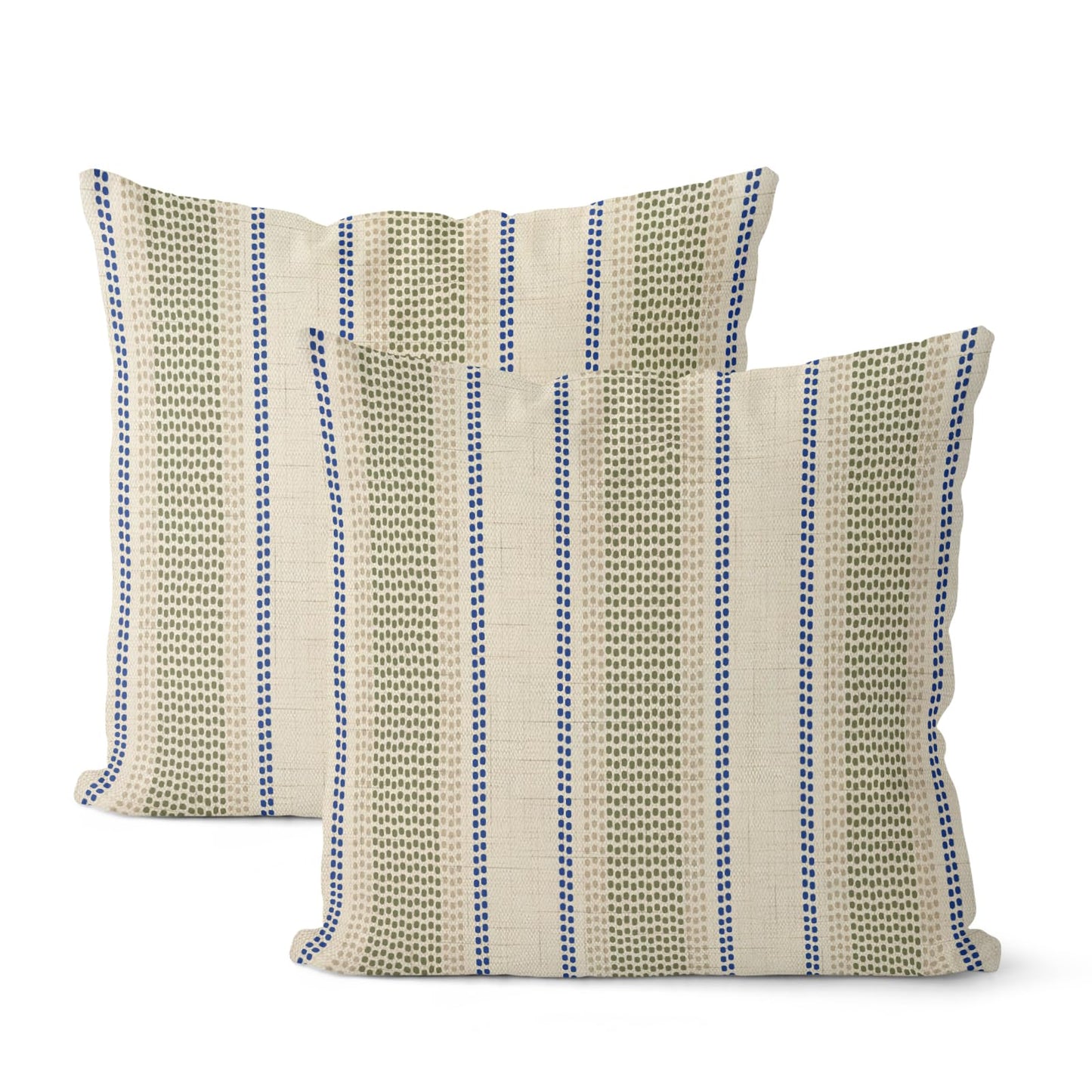 Sorktse Sage Green Blue Pillow Covers 18 x 18 Inch Set of 2 Abstract Boho Throw Pillows Beige Polka Dots Striped Decorative Outdoor Pillowcase Linen Cushion Cases for Home Bed Sofa Couch