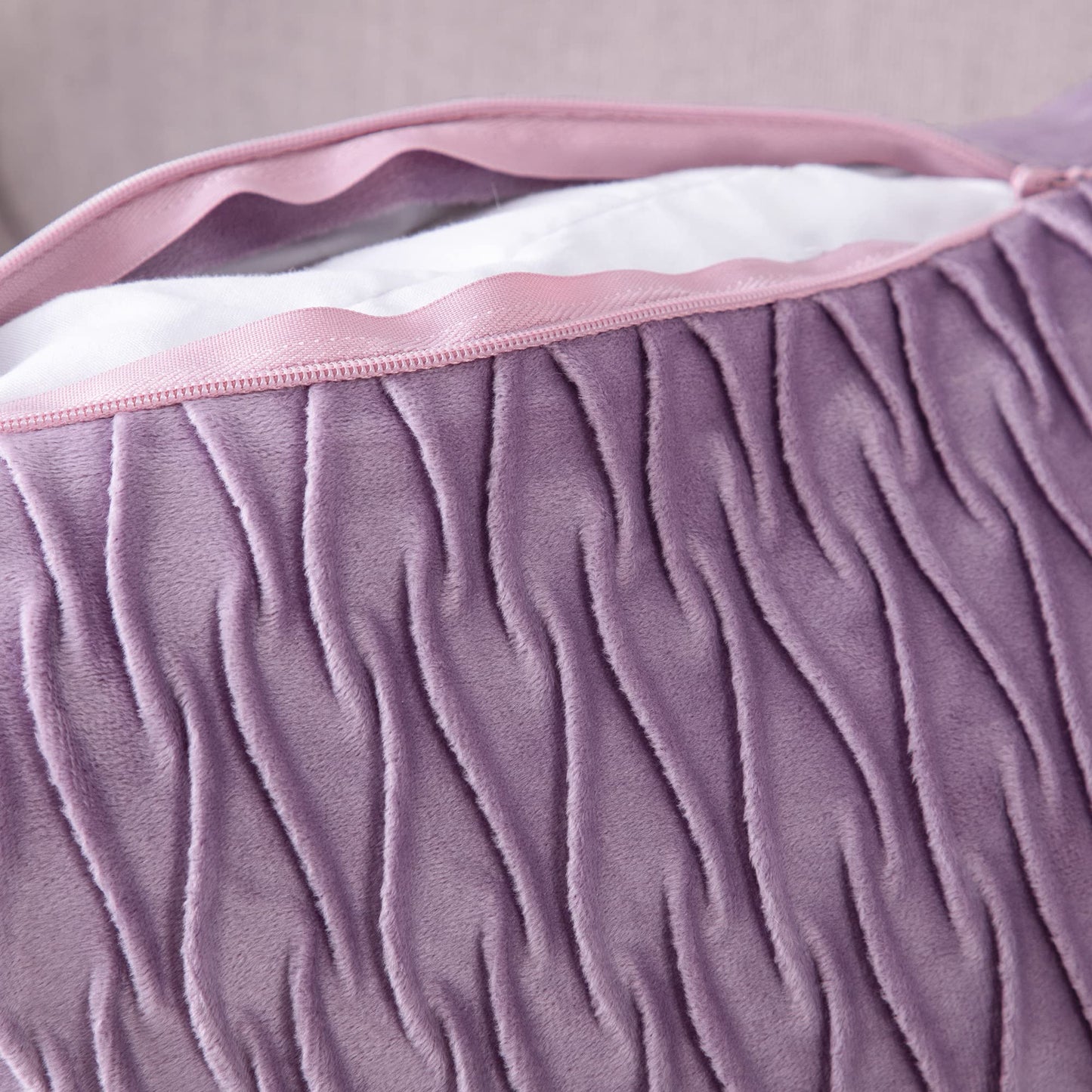 MADIZZ Set of 2 Super Soft Velvet Decorative Throw Pillow Covers 18x18 inch Violet Square with Texture Luxury Style Cushion Case Pillow Shell for Sofa Bedroom