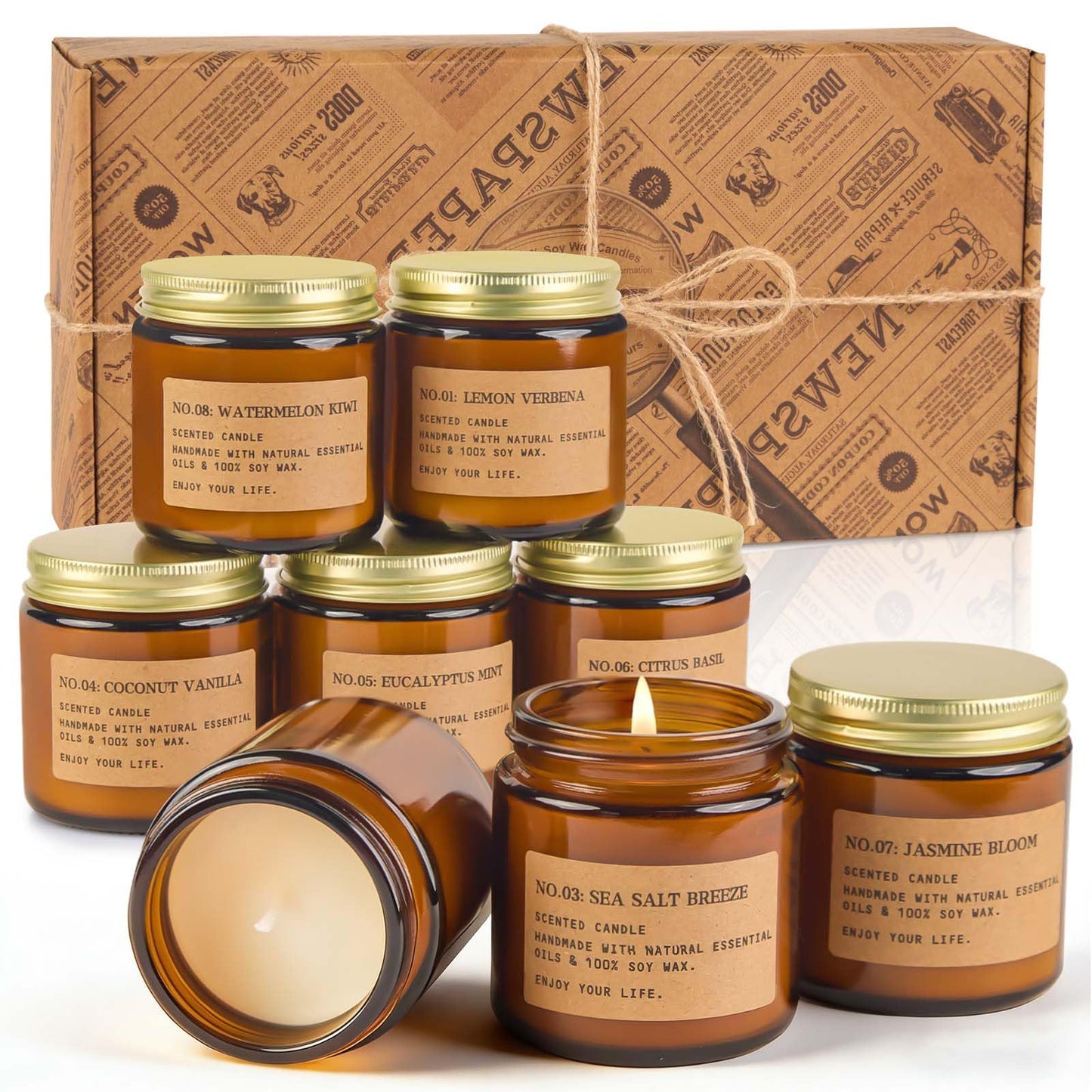 8 Pack Scented Candles for Home,Long Lasting Soy Wax Candle Gift Set, Aromatherapy Candle Gifts for Womens Birthday Anniversary Present