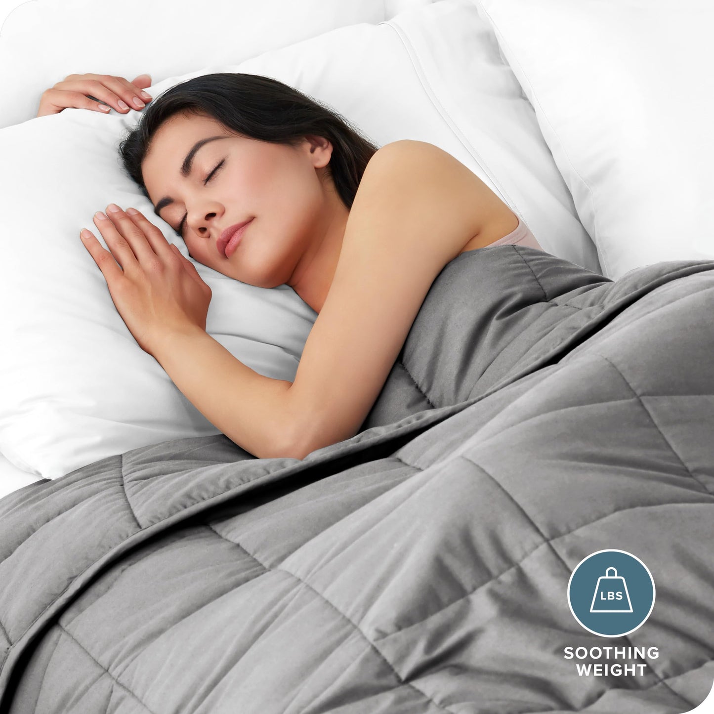Bare Home Weighted Blanket All-Natural 100% Cotton with Nontoxic Glass Beads 60"x80" 20lbs, Light Grey
