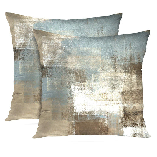 Britimes Throw Pillow Covers Modern Home Art Decor, 20 x 20 Inches Set of 2 Pillow Cases Decorative, Abstract Oil Painting Pillowcases for Bedroom, Living Room, Cushion Couch Sofa, Grey Beige