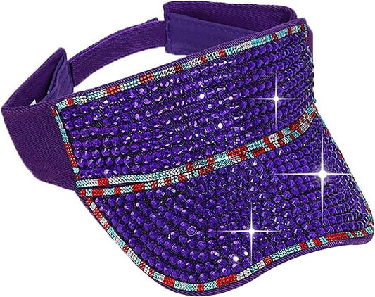 Bling Shiny Rhinestone Sports Sun Visor Hat for Women Summer Adjustable Breathable Beach Visor Caps Running Golf Sun Hat