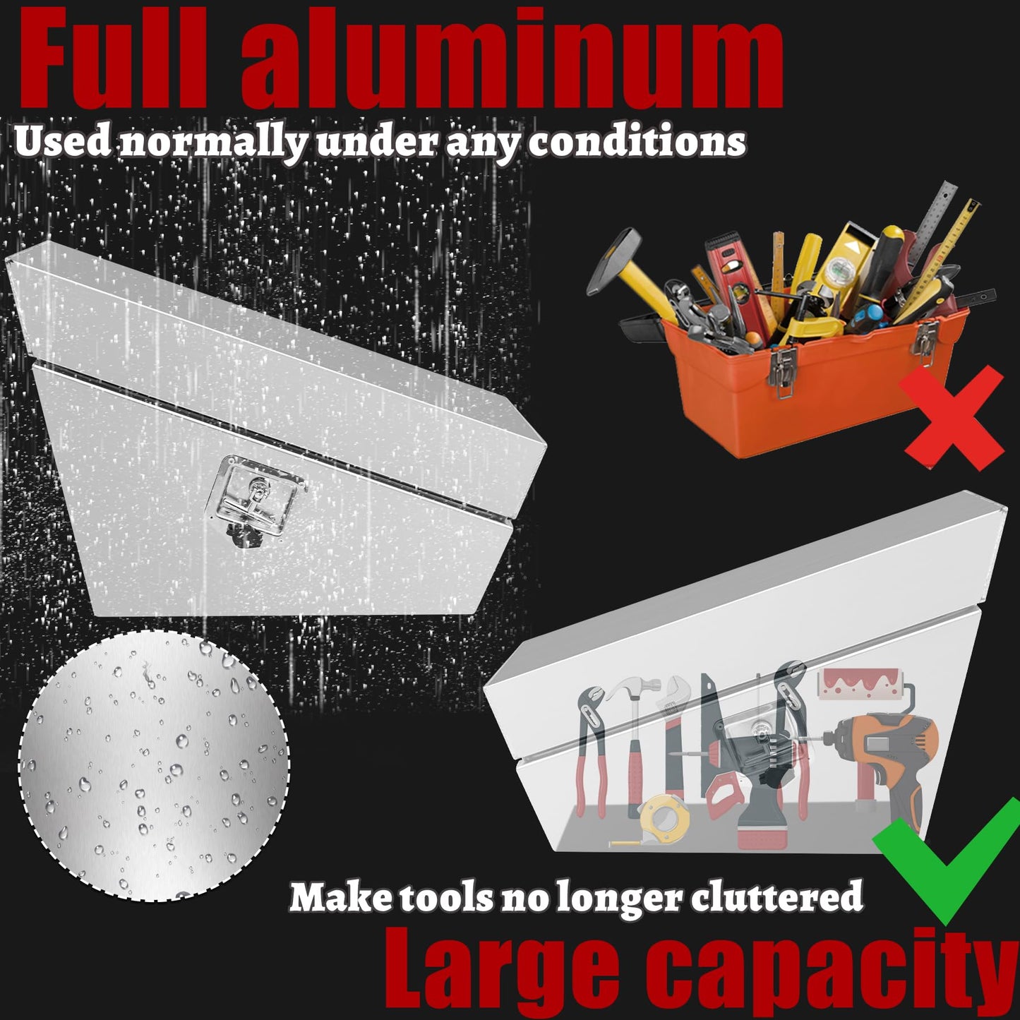 Fsehyue Pair of 30"x18"x10" Aluminium Undertray Tool Box 4X4 Under Tray Truck toolbox Heavy Duty Truck Bed boxes with Lock and Keys Suitable for Under Truck Bed