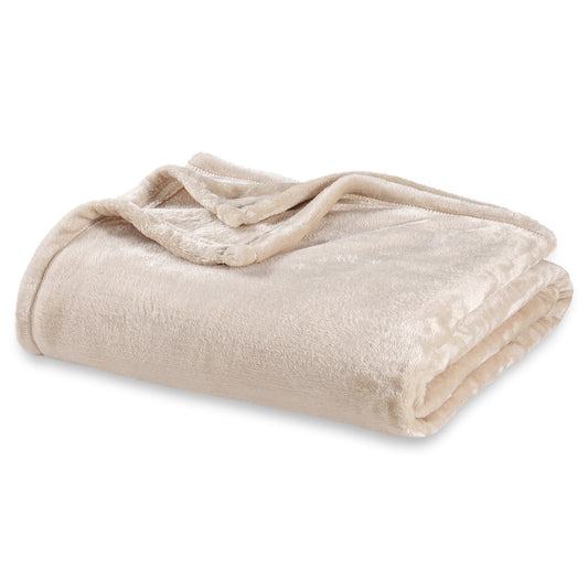 Berkshire Blanket Classic VelvetLoft® Solid Bed Blanket, Twin Size Bed Blanket, Lightweight Soft Fuzzy Plush Blanket for Bed and Couch, Grain, 60x92 Inches