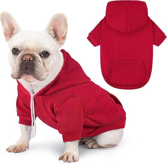 BAOBICUTE Dog Basic Hoodie Soft Dog Clothes Cold Weather Sweaters for Medium Large Dogs Cozy Fabric Warm Sweatshirt with Leash Hole (Red, L (Back: 20.47",Chest: 28.35", Neck: 21.26"))