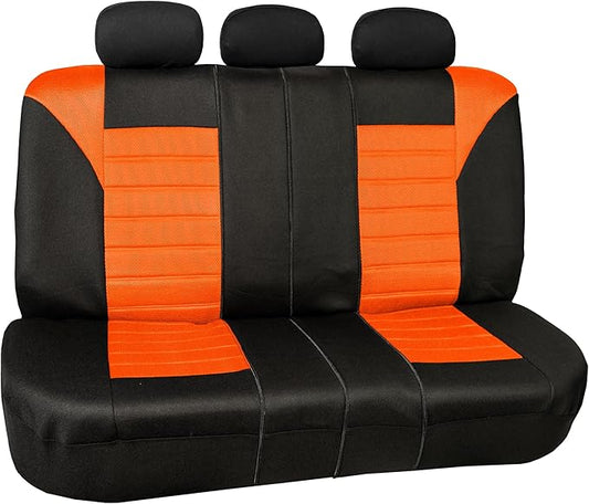FH Group Automotive Car Seat Covers Rear Set Premium 3D Air Mesh Seat Covers, Airbag Compatible and Split Bench Cover Universal Fit Interior Accessories for Cars Trucks and SUVs - Orange