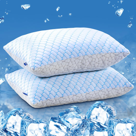 puredown® Pillows Standard Size Set of 2, Shredded Memory Foam Pillows, Cooling Pillow for Sleeping, Bed Pillows Standard Size with Adjustable Foam for Side, Back and Stomach Sleepers