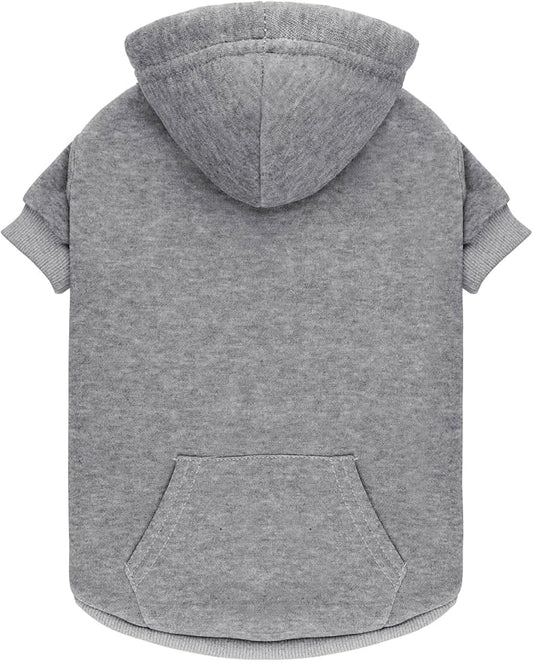 Dog Hoodie Dog Sweaters for Small Dogs Pet Sweater Solid Soft Brushed Fleece Pet Clothes Hoodie Sweatshirt with Pocket(Grey-XS)