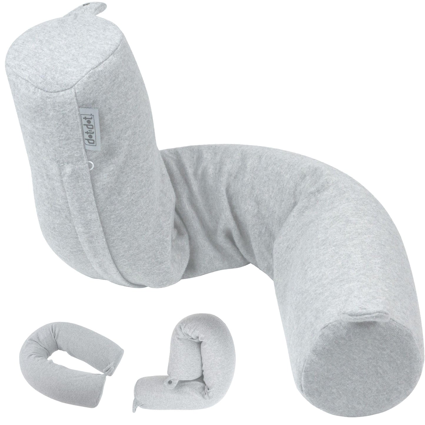 Dot&Dot Twist Memory Foam Travel Pillow, Bendable Neck Pillow for Airplane, Car and Home, 26-Inch Adjustable Roll with Washable Cotton Cover